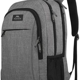 MATEIN Travel Laptop Backpack, Business Anti Theft Slim Sturdy Laptops Backpack Personal Item Bag, Water Resistant College School Computer Bag Gift for Men & Women Fits 15.6 Inch Notebook, Grey